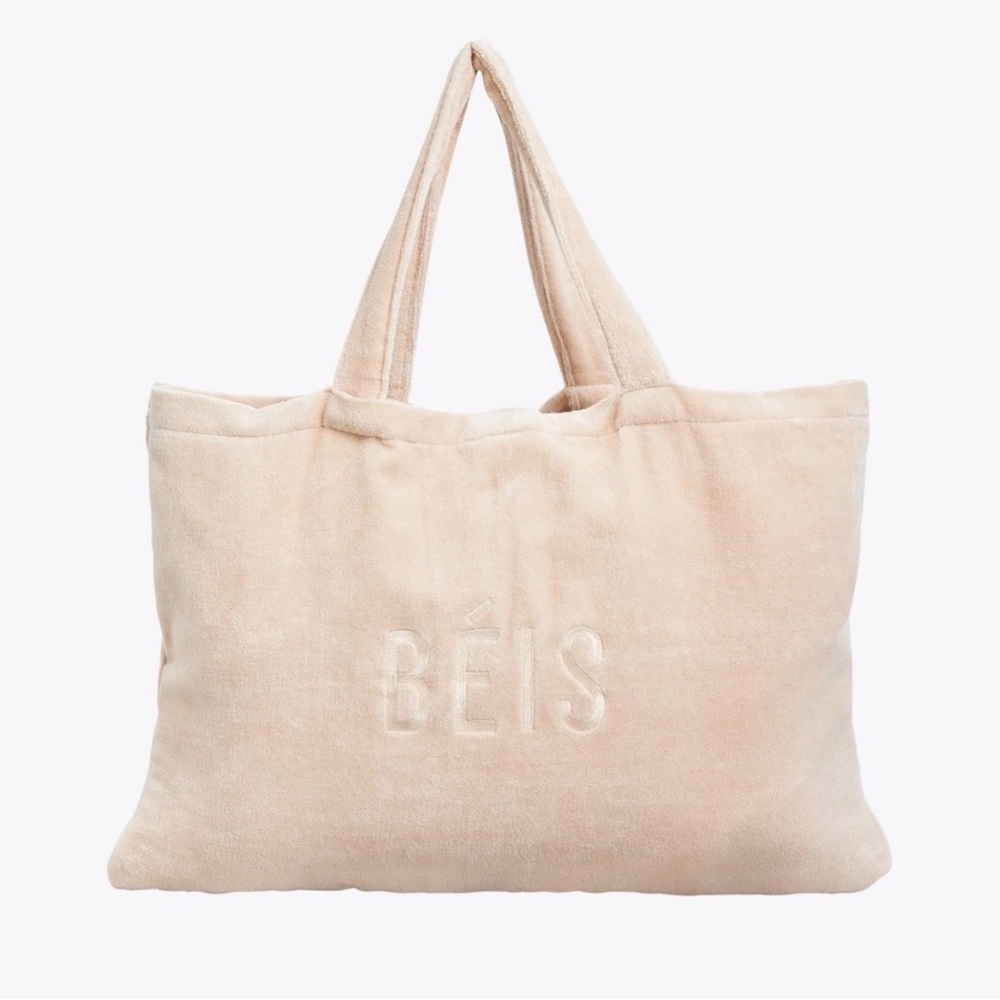 BÉIS The Terry Towel and Inflatable Pillow Tote in Beige LIMITED EDITION
